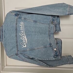 New Forever 21 Blue Embroidered California On The Back Jean Jacket-Large